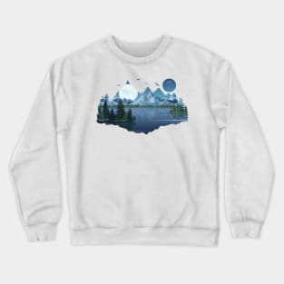 The river and the mountains by the moonlight Crewneck Sweatshirt